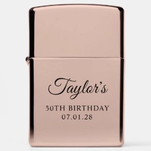 Black Elegant Script 50th Birthday Zippo Lighter