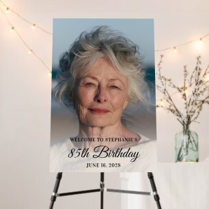 Black Elegant Script 85th Birthday Photo Foam Board