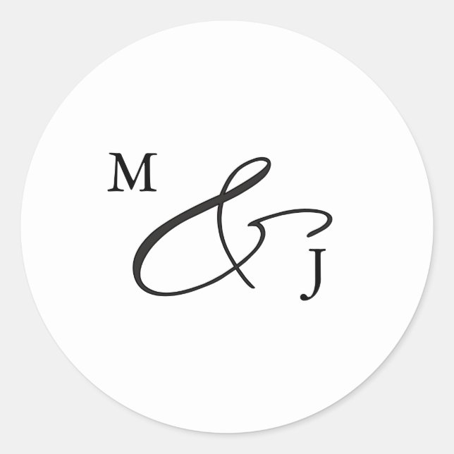 Black Elegant Script Ampersand Typography Classic Round Sticker (Front)