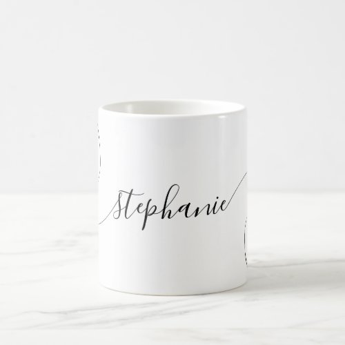 Black Elegant Script Curly Name Coffee Mug