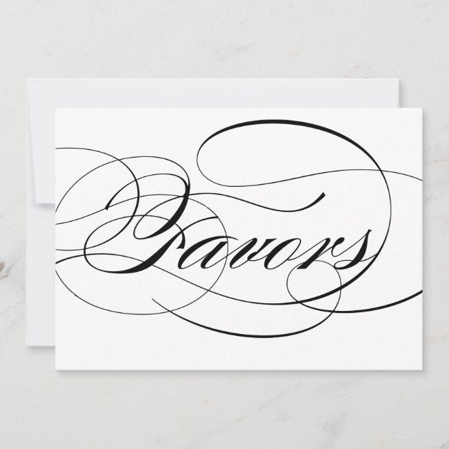 Black Elegant Script Favors Wedding Sign Invitation (Front)