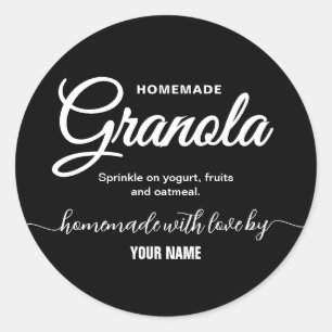 Black Elegant Script homemade granola label