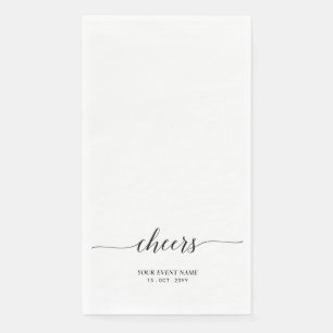 Black Elegant Script Lettering Cheers Event Paper Guest Towels