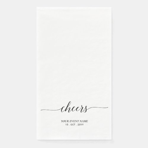 Black Elegant Script Lettering Cheers Event Paper Guest Towels