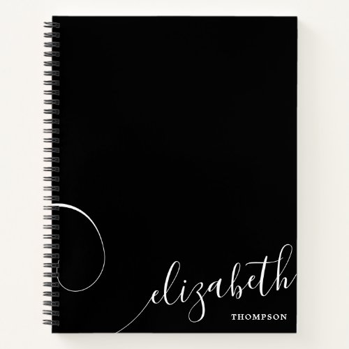 Black Elegant Script Name Personalized Notebook