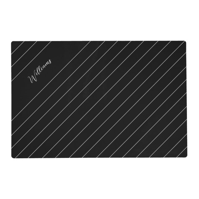 Black Elegant Script Placemat (Front)