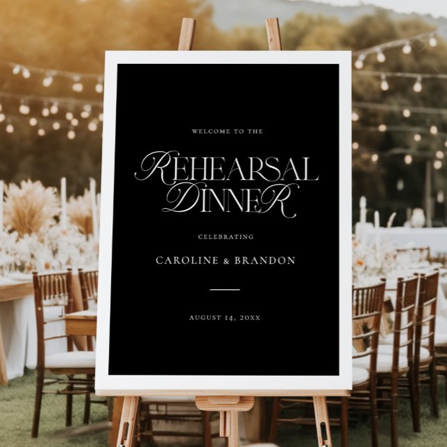 Black Elegant Script Rehearsal Dinner Welcome Foam Board (Creator Uploaded)