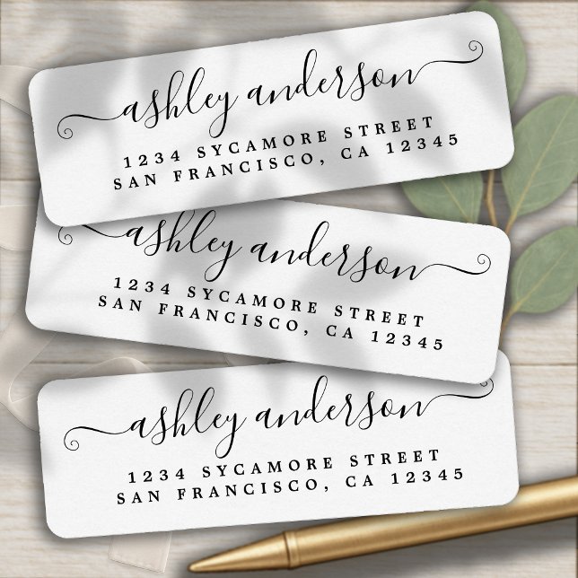 Black Elegant Script Return Address Label (Creator Uploaded)