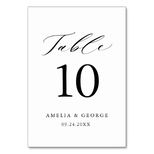 Black Elegant Script Typography All in One Table Number