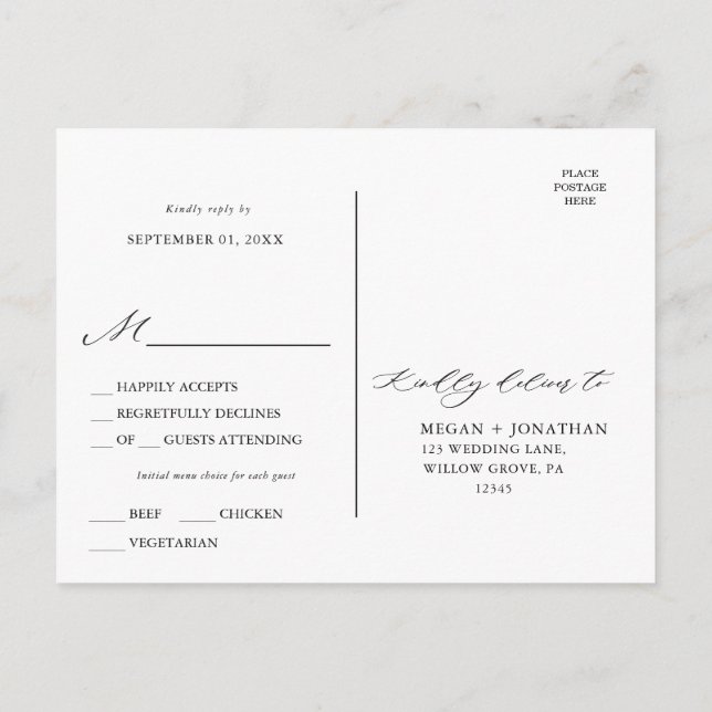 Black Elegant Script Typography Menu Choice (Back)