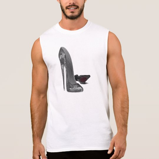 Black Elegant Stiletto Shoes High Heel Art Sleeveless Shirt
