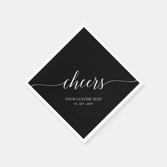 Black Elegant Stylish Lettering Cheers Event Napki Napkins (Corner)