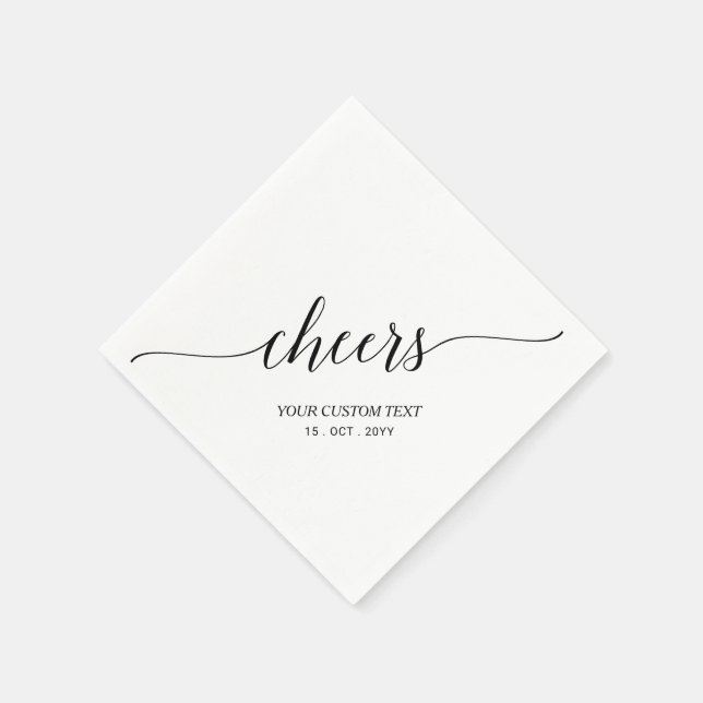 Black Elegant Stylish Lettering Cheers Event Napkins (Corner)