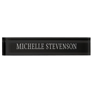 Black Elegant Stylish Modern Nameplate