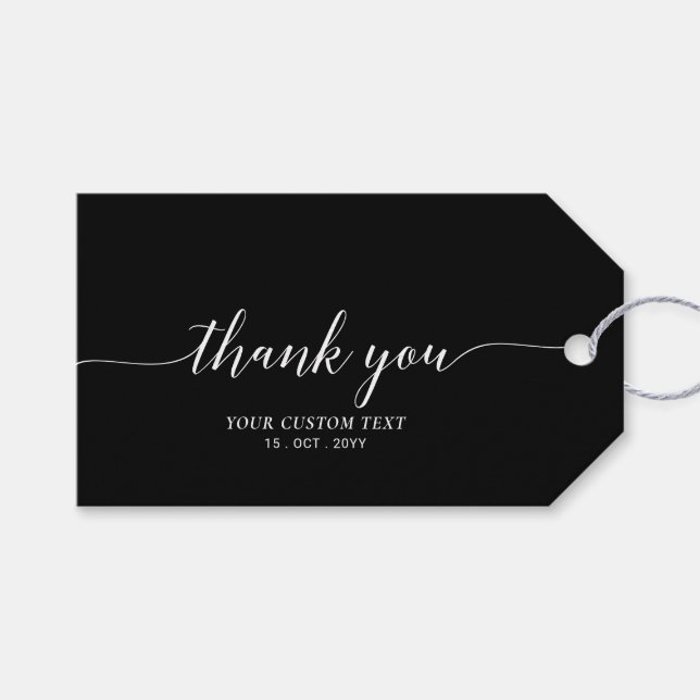 Black Elegant Stylish Party Favor Thank you Gift Tags (Front (Horizontal))