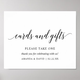 Black Elegant Typography Wedding card gift Sign v2