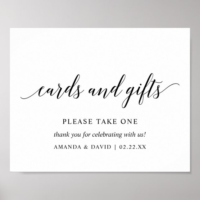 Black Elegant Typography Wedding card gift Sign v2 (Front)