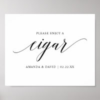 Black Elegant Typography Wedding Cigar bar Sign