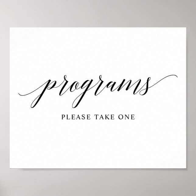 Black Elegant Typography Wedding Program Sign (Front)