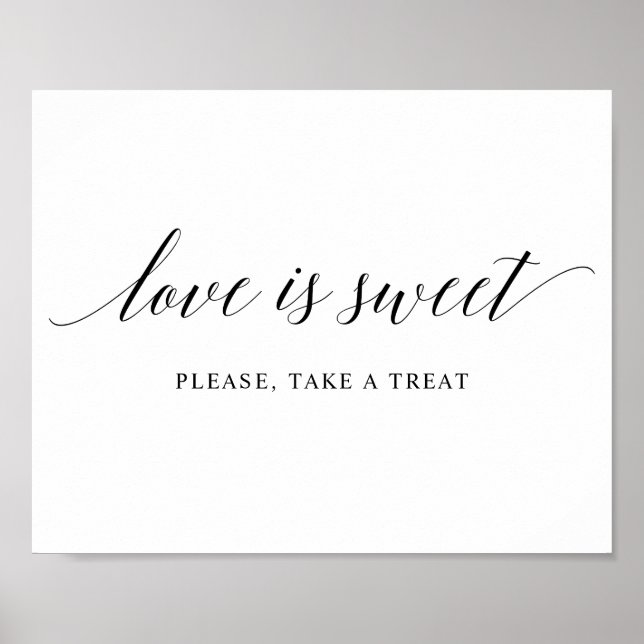 Black Elegant Typography Wedding "TREAT" Sign (Front)