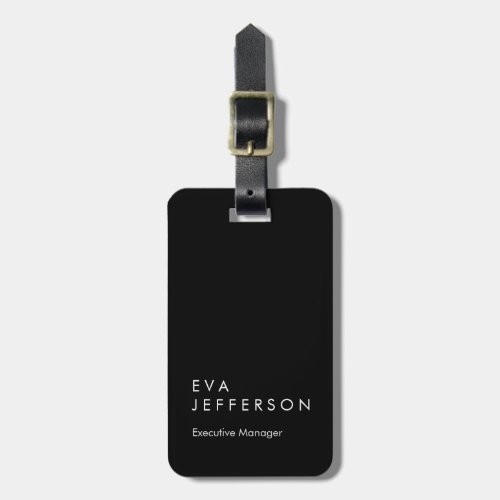 Black elegant unique modern minimalist luggage tag