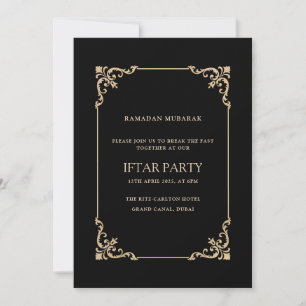 Black Elegant Vintage Frame Ramadan Iftar Party Invitation