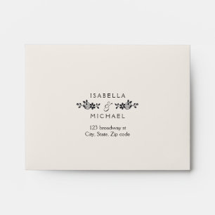 Black elegant vintage lace wedding RSVP Envelope