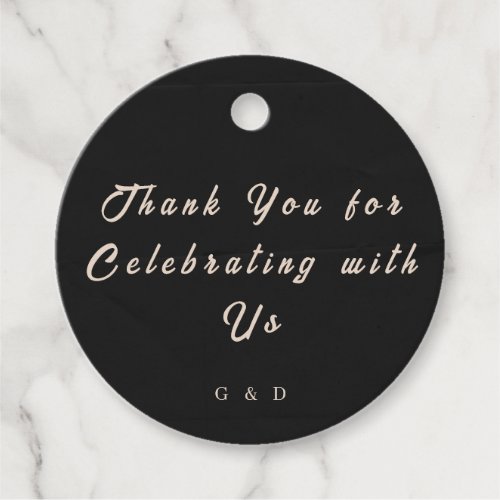 Black Elegant Wedding Favor Tag