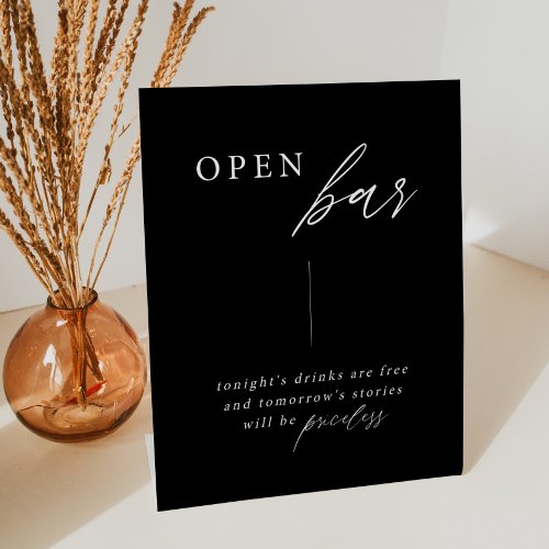 Black Elegant Wedding Open Bar Table Sign