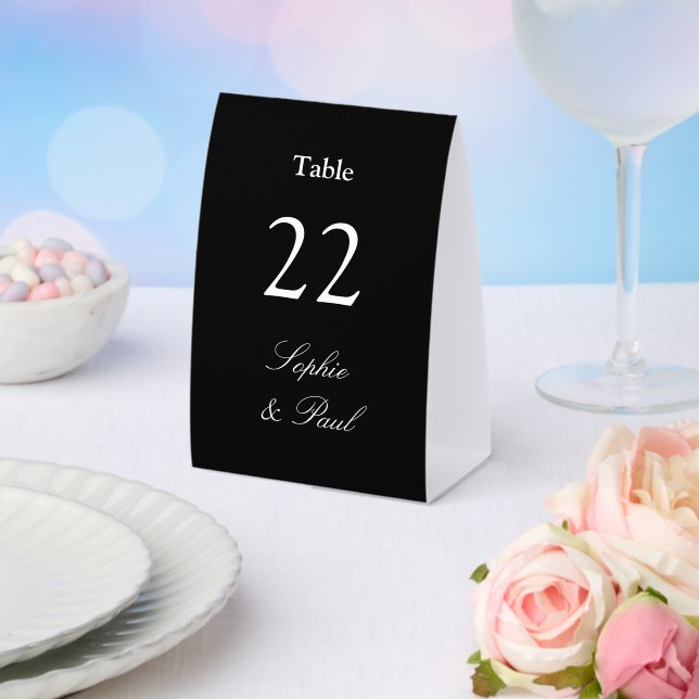 Black Elegant Wedding Table Number Paper Table Tent (Insitu(Wedding))