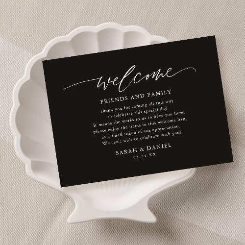 Black Elegant Wedding Welcome Gift Bag Place Cards