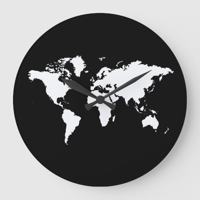 Black Elegant World Large Clock (Front)