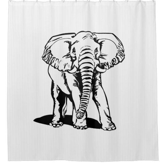 Black Elephant And White Stripes Shower Curtain Zazzle Com