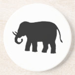 Black Elephant Drink Coaster<br><div class="desc">Silhouette image created from vintage newspaper advertisement. You can change the background color.</div>