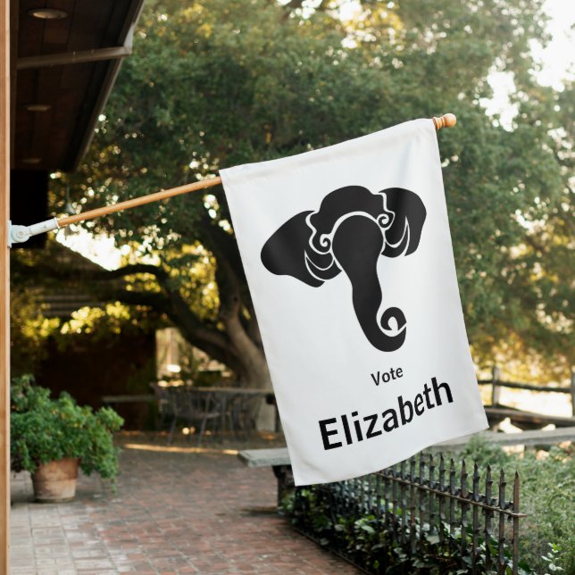 Black Elephant  Family Home GOP Republican  House Flag (In SItu)