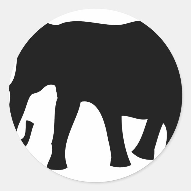 black elephant icon classic round sticker (Front)