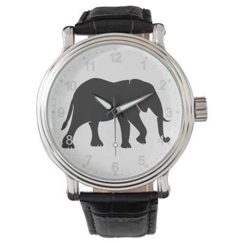 Black Elephant Illustration Animal on Zoo Silhouet Watch