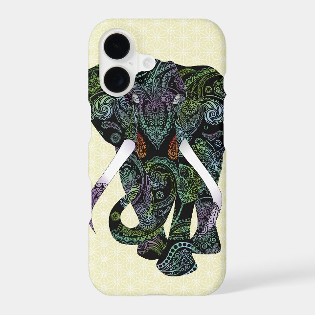 Black Elephant in Paisley Pattern iPhone 7 Plus Case (Back)