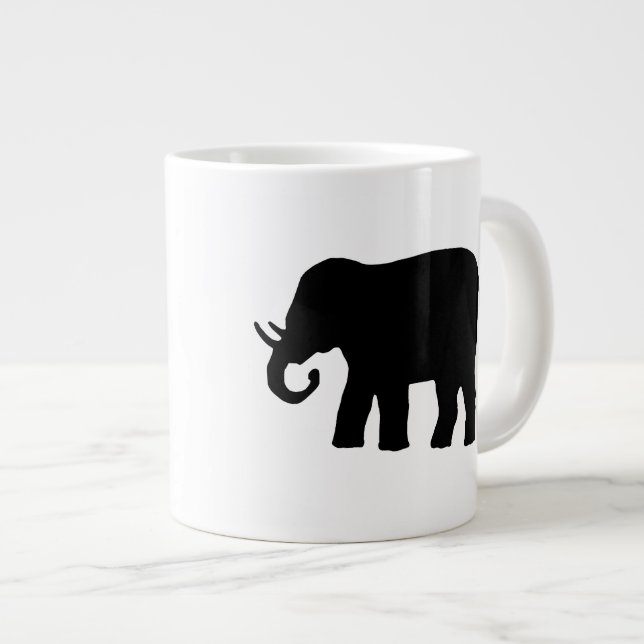 Black Elephant Large Coffee Mug (Front Right)