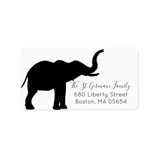 Black Elephant Silhouette Return Address Label (Front)