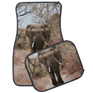 BLACK ELEPHANT WALKING ON BROWN SAND CAR FLOOR MAT