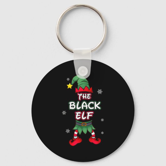 Black Elf Christmas Pajamas Pjs Matching Family Gr Keychain (Front)
