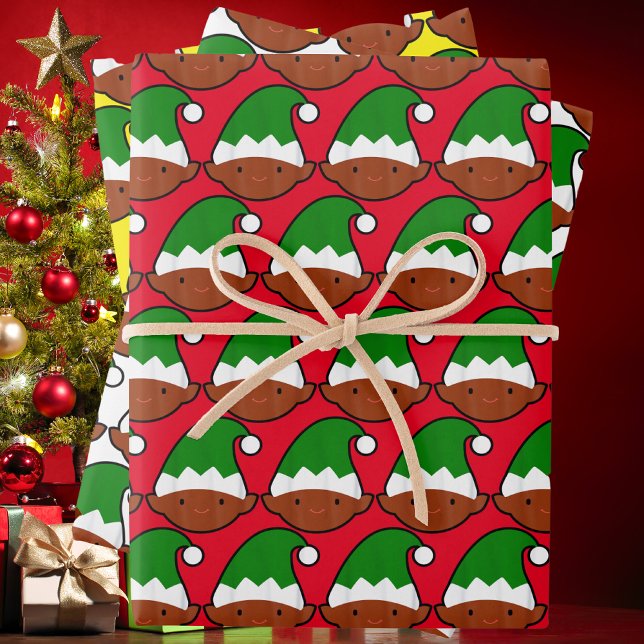 Black Elf Face Wrapping Paper Sheets (Creator Uploaded)
