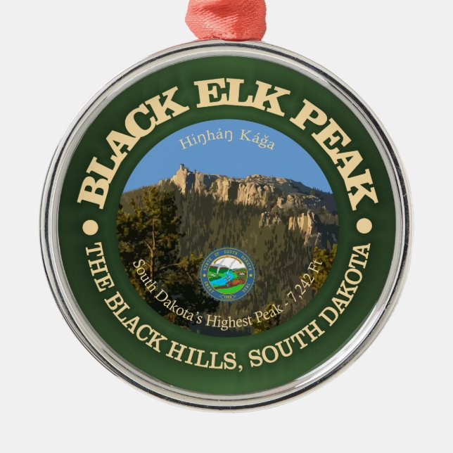 Black Elk Peak Metal Ornament (Front)
