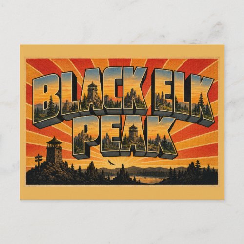 Black Elk Peak SD Granite Spires Forest Art Postcard