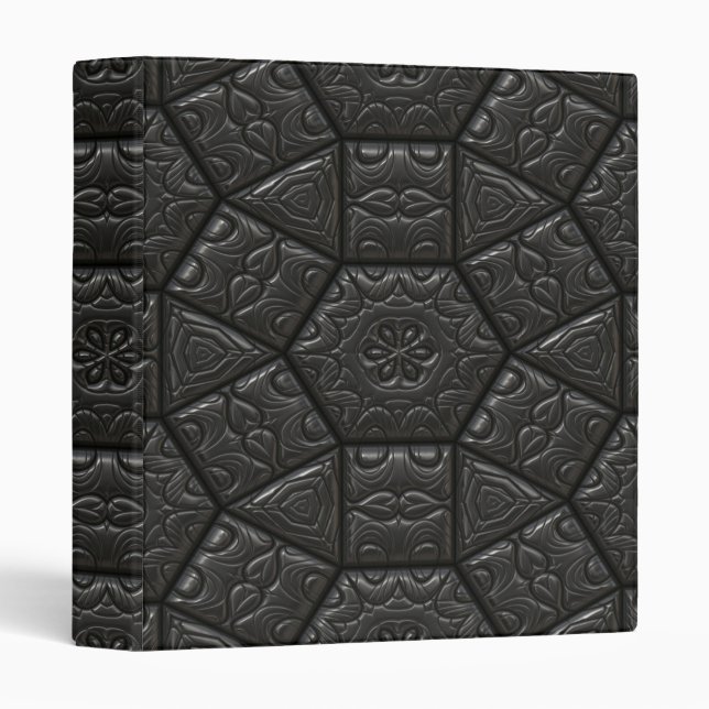 Black Embossed Leather-Look Avery 1" 3 Ring Binder (Front/Spine)