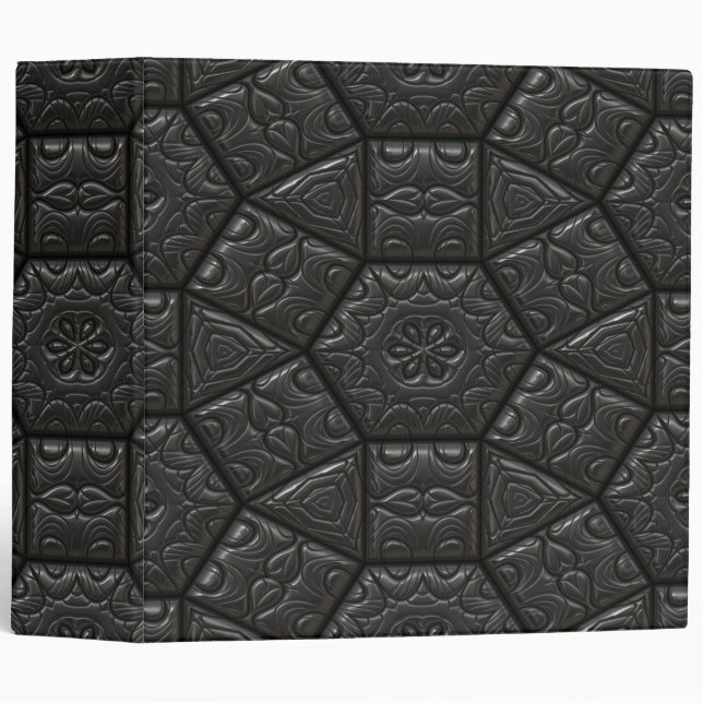 Black Embossed Leather-Look Avery 2" 3 Ring Binder (Front/Spine)