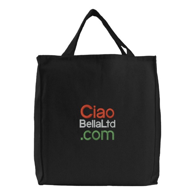 Black Embroidered CiaoBellaLtd.com Tote Bag (Front)