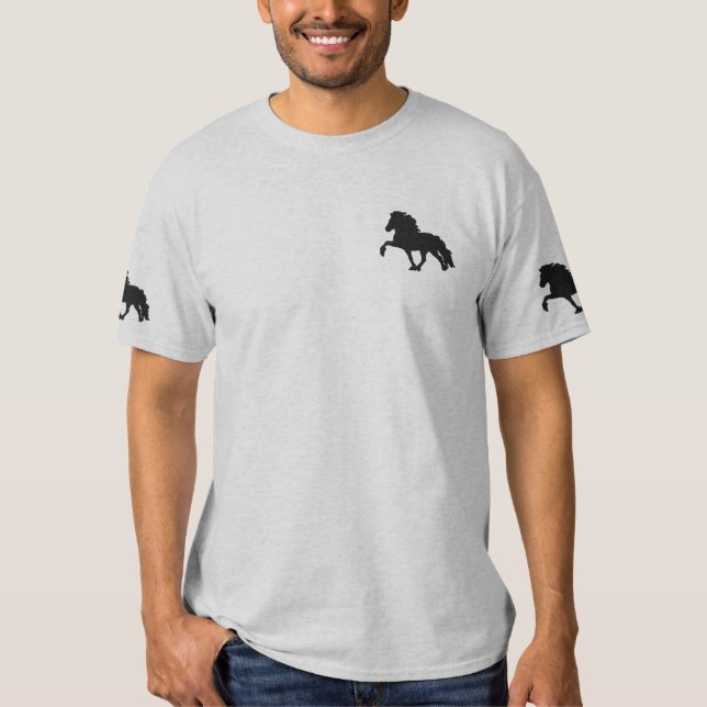 Black Embroidered Icelandic Embroidered T-Shirt (Front)