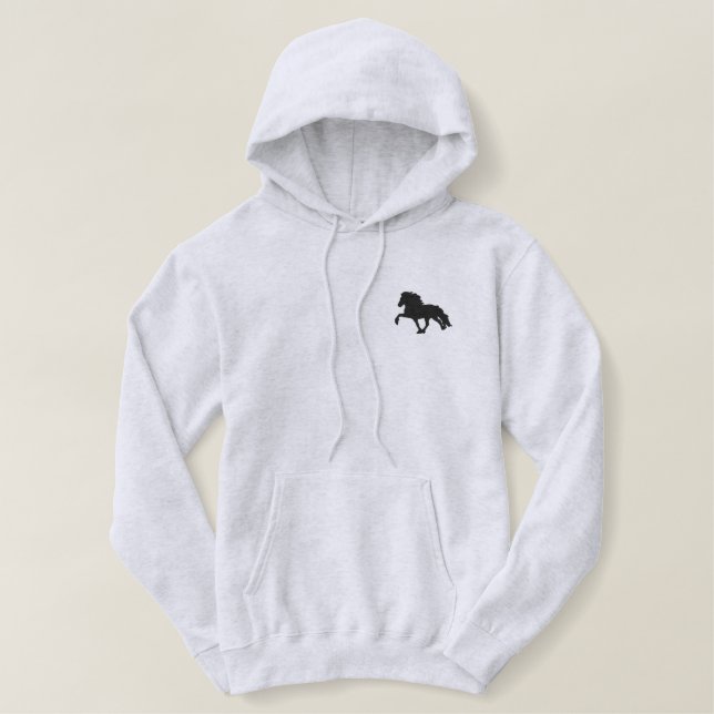 Black Embroidered Icelandic Embroidered T-Shirt Hoodie (Design Front)